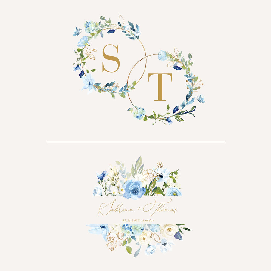 AZZURRA Floral Wedding Logo Template