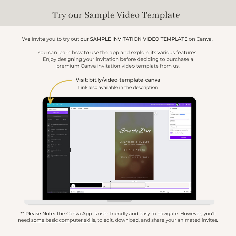 Purple Boarding Pass Save the Date Video Template