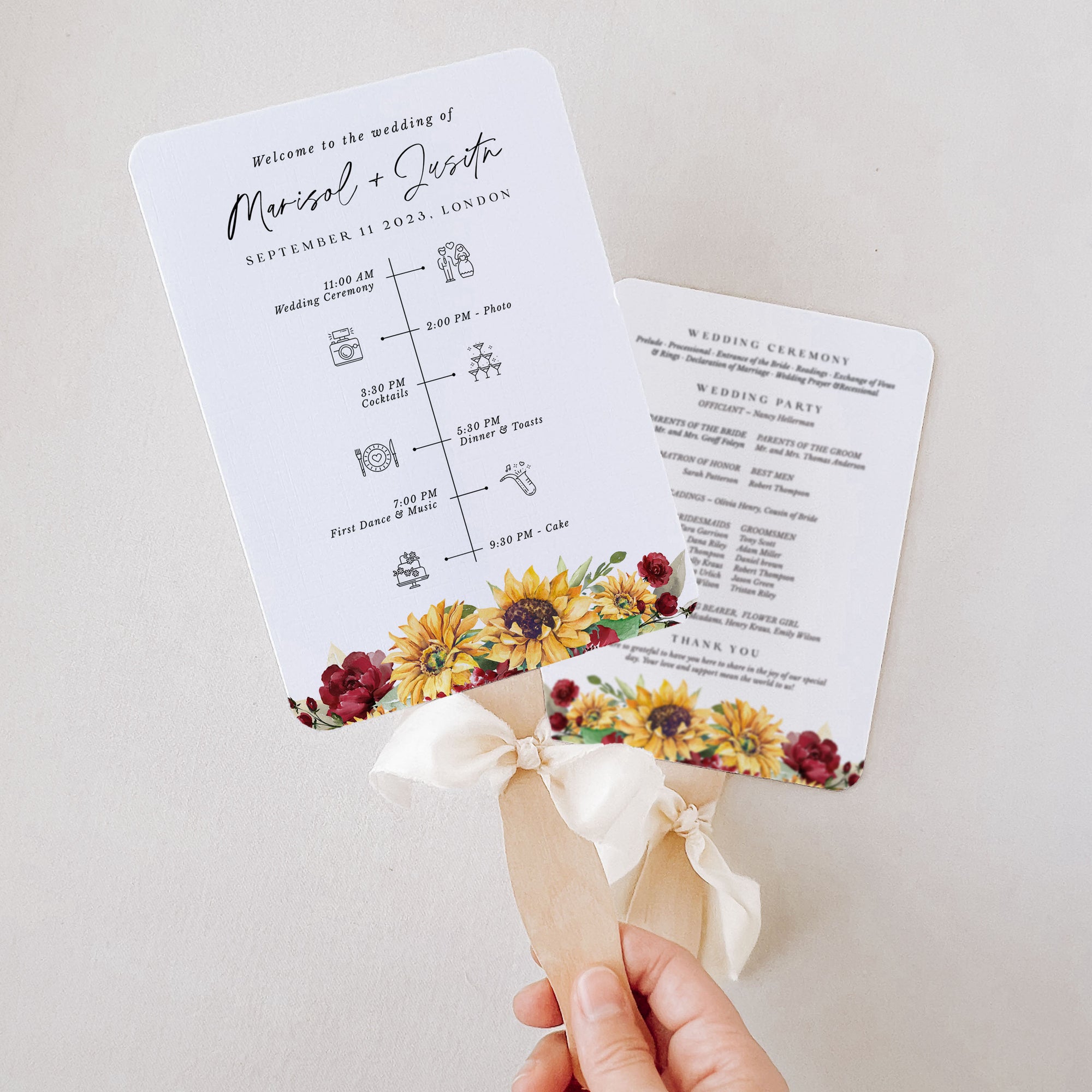 RUBY Wedding Program Fan Template