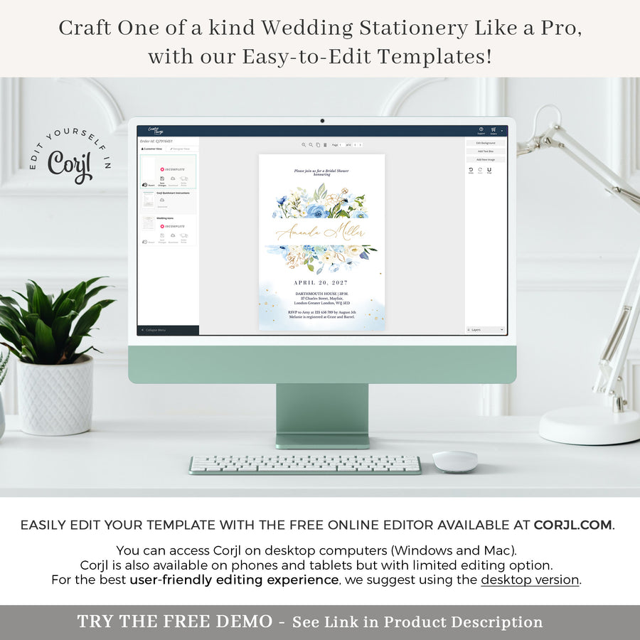 AZZURRA Bridal Shower Invitation Template