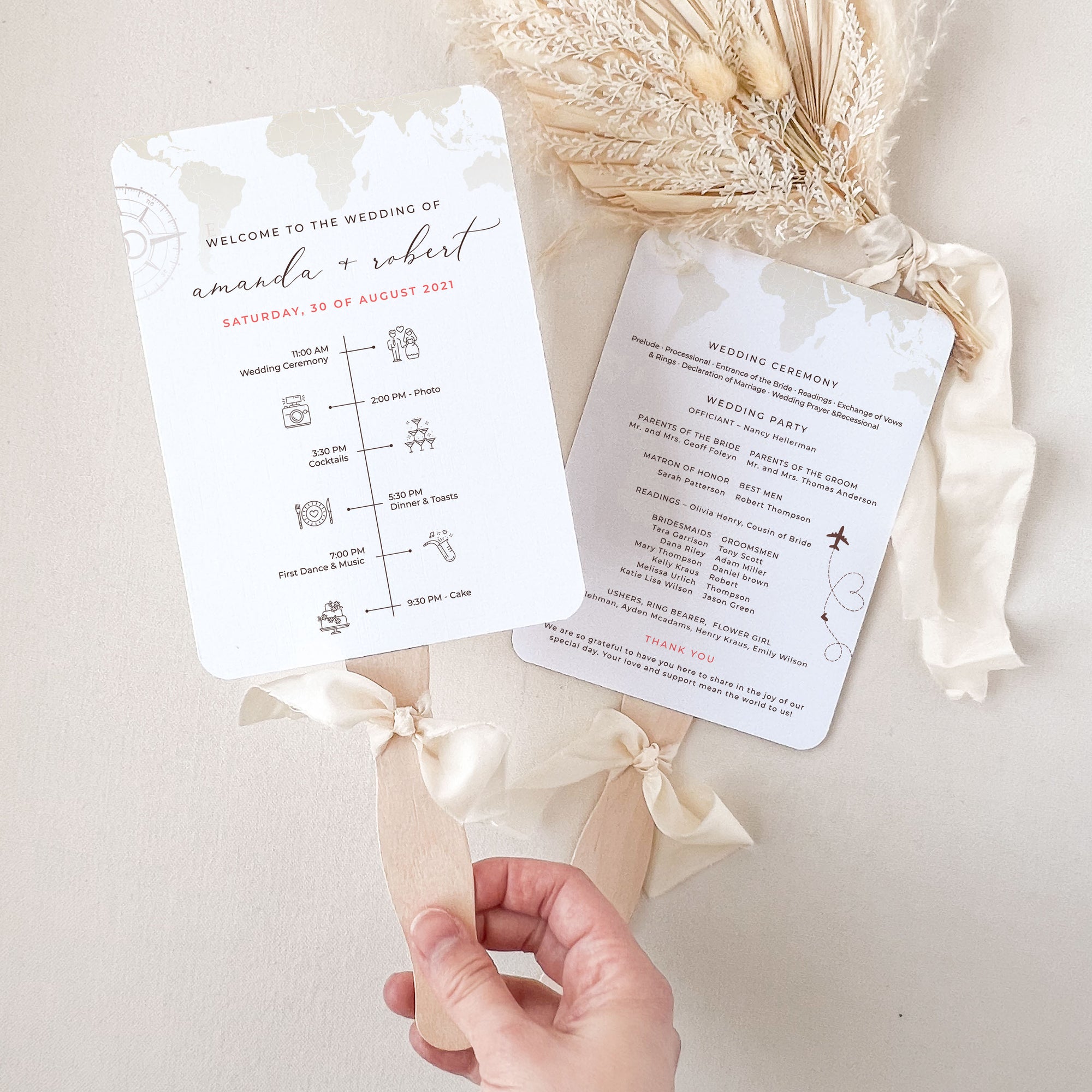 SOFIA Wedding Program Hand Fan Template Creative Things Studio