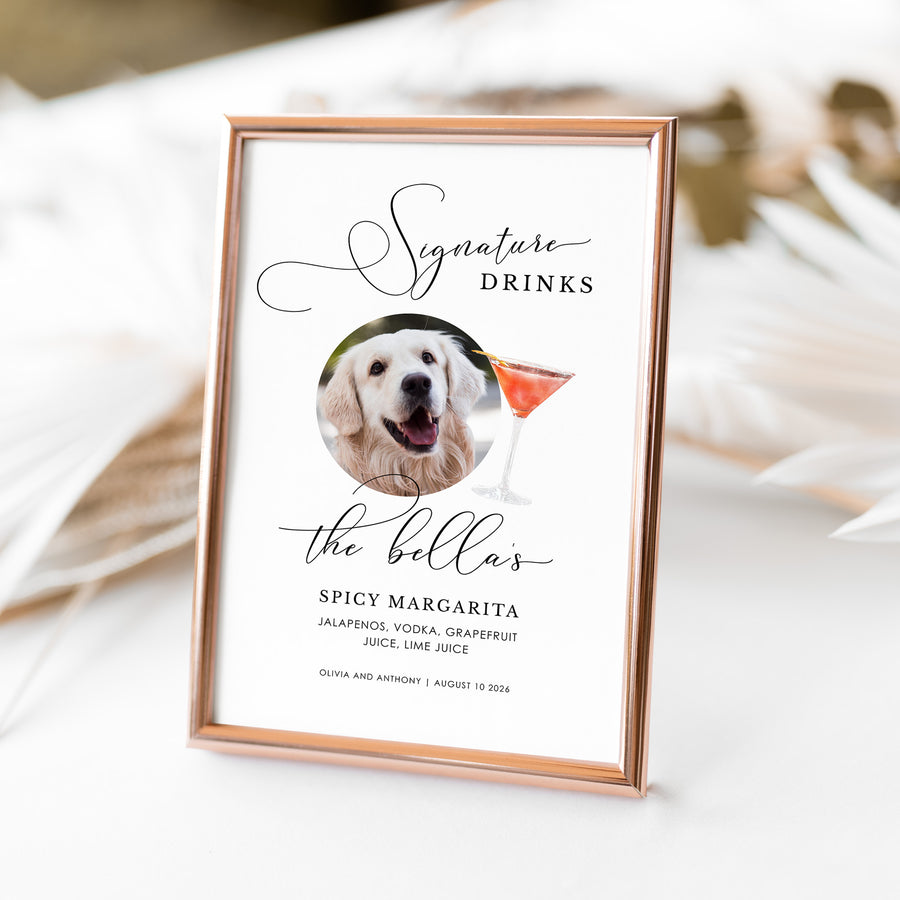 ELLA Printable Signature Drink Sign with Dog