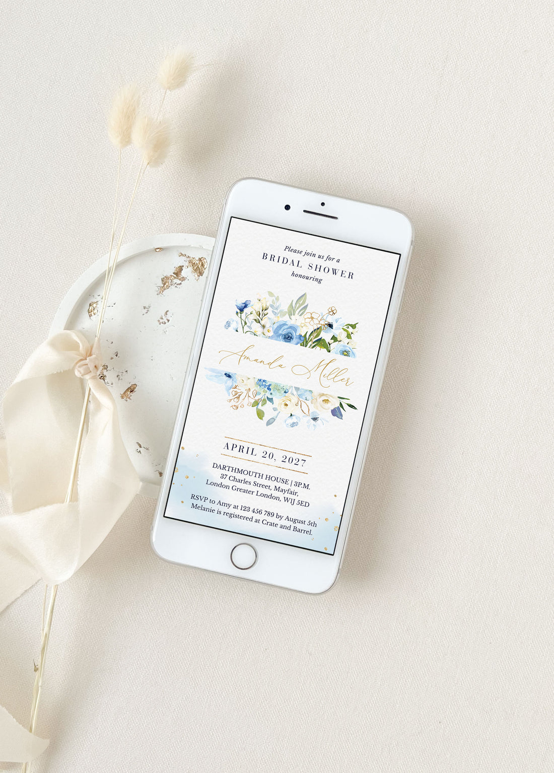 Azzurra | Light Blue Bridal Shower Invitation Evite