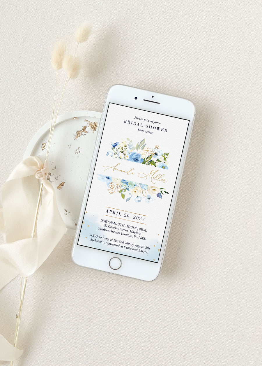 Azzurra | Light Blue Bridal Shower Invitation Evite