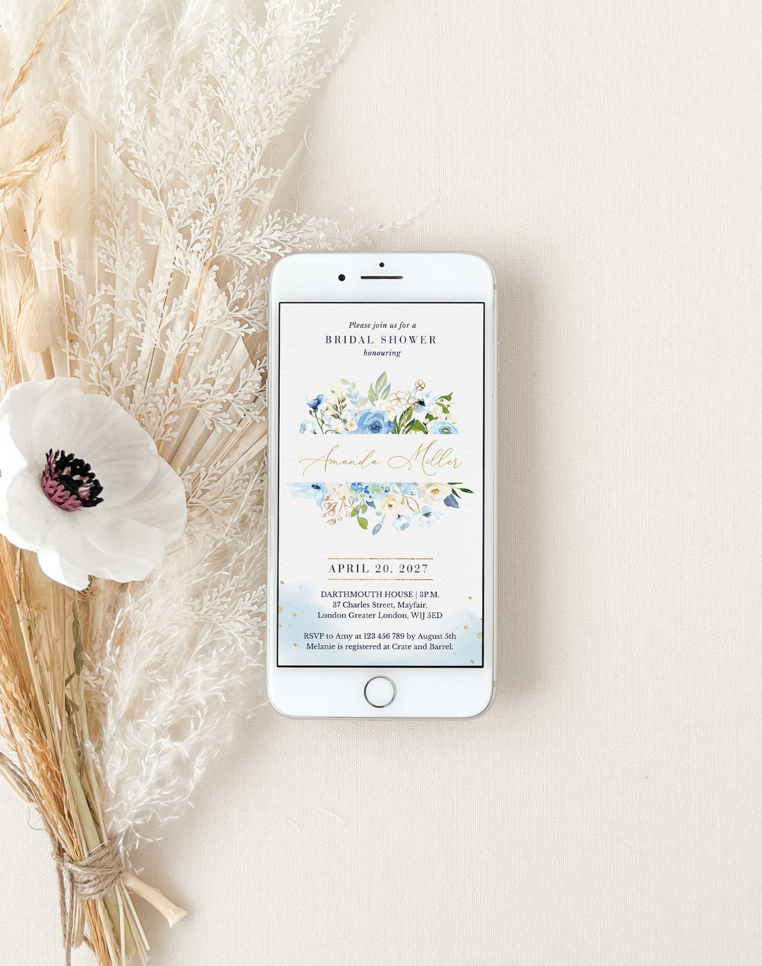 Azzurra | Light Blue Bridal Shower Invitation Evite