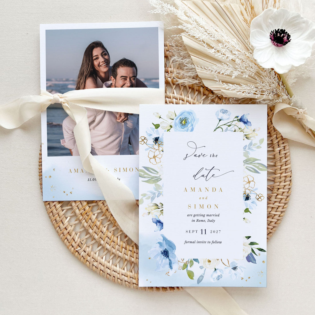 AZZURRA Dusty Blue Save the Date Template