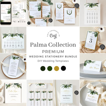 PALMA Tropical Wedding Printable Stationery Bundle Template