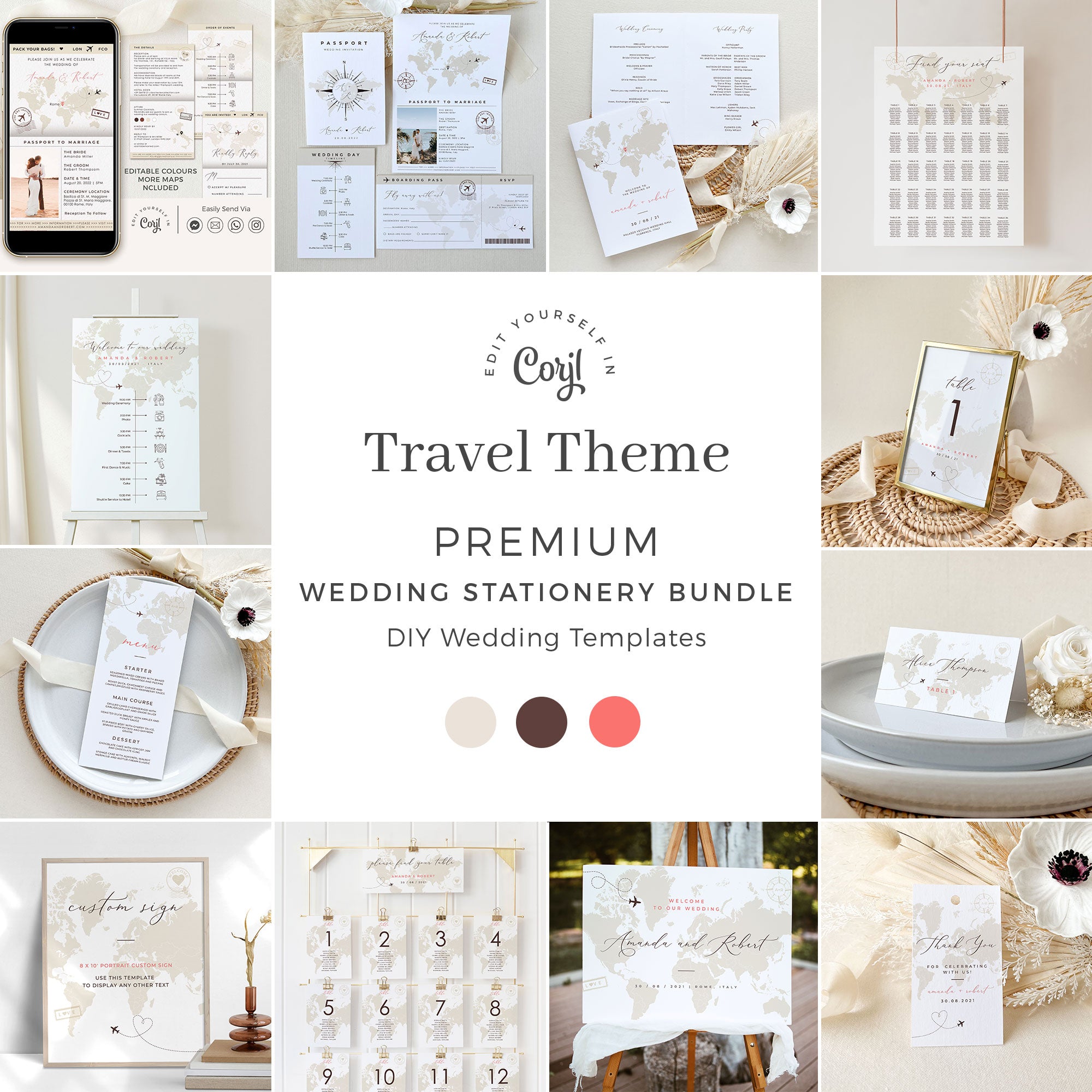 SOFIA Destination Wedding Invitation Bundle Template