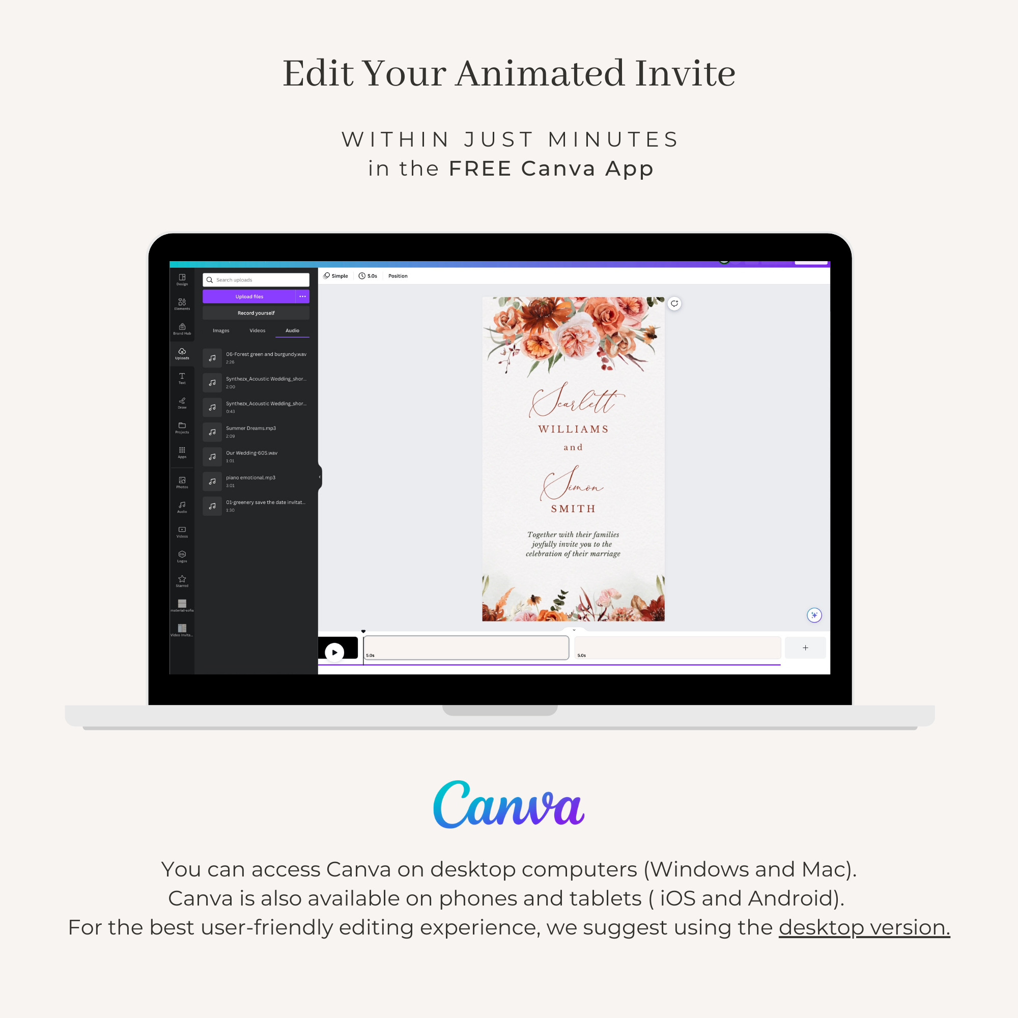 SCARLETT Boho Wedding Invitation Video Template