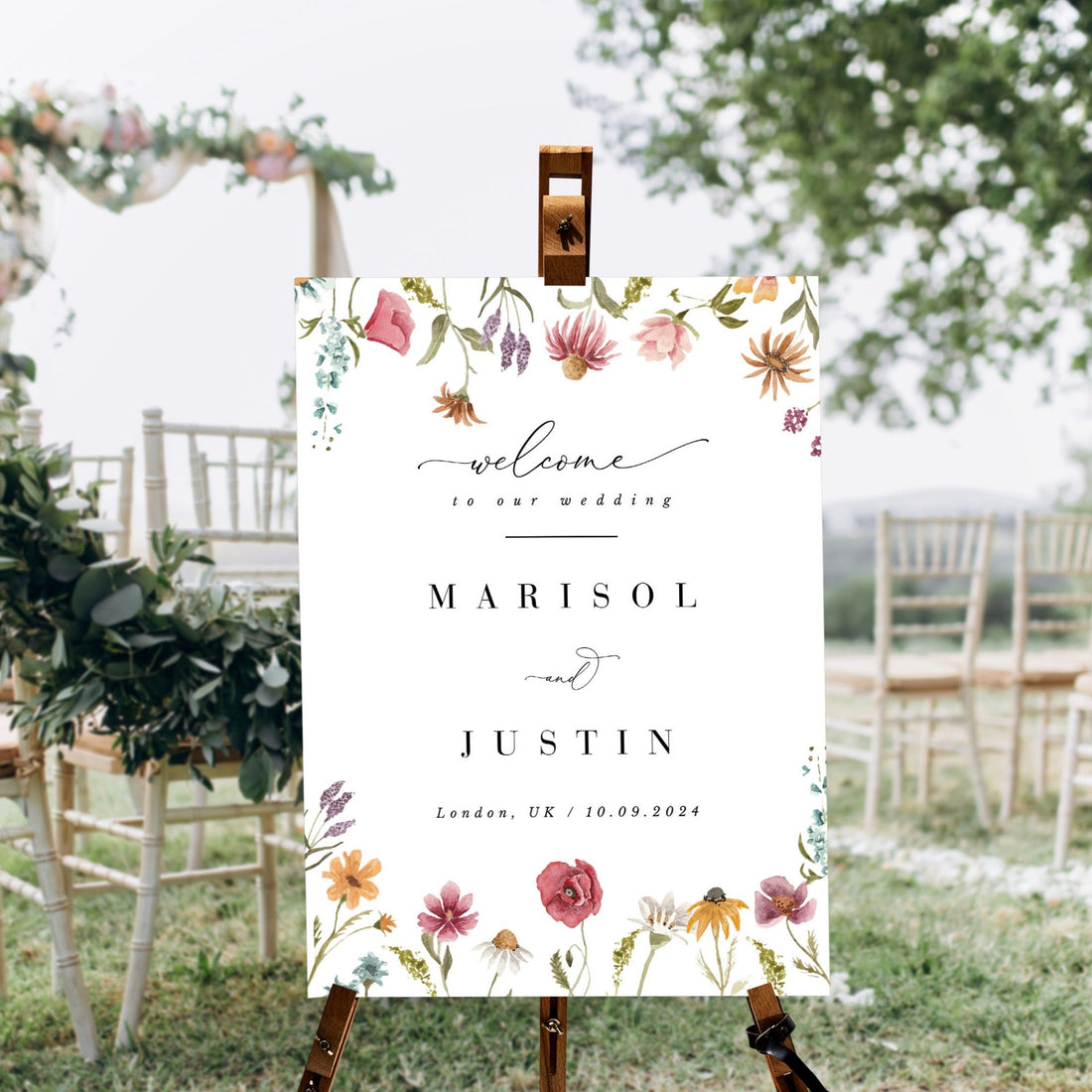 APRIL Floral Wedding Welcome Sign Template