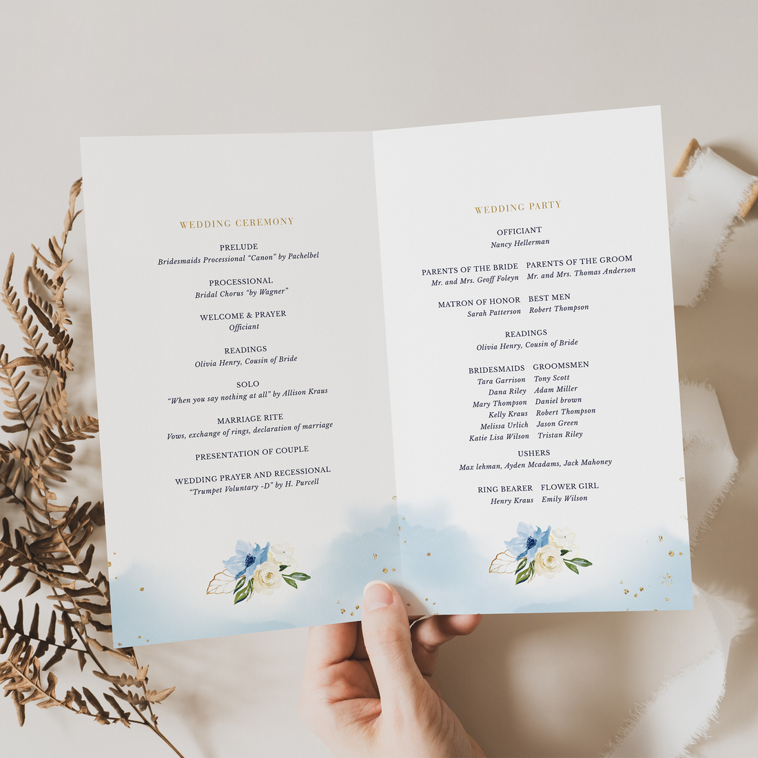 AZZURRA Wedding Program Template
