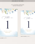 AZZURRA Printable Table Numbers for Wedding