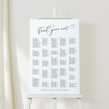 ELLA Printable Wedding Seating Chart Alphabetical