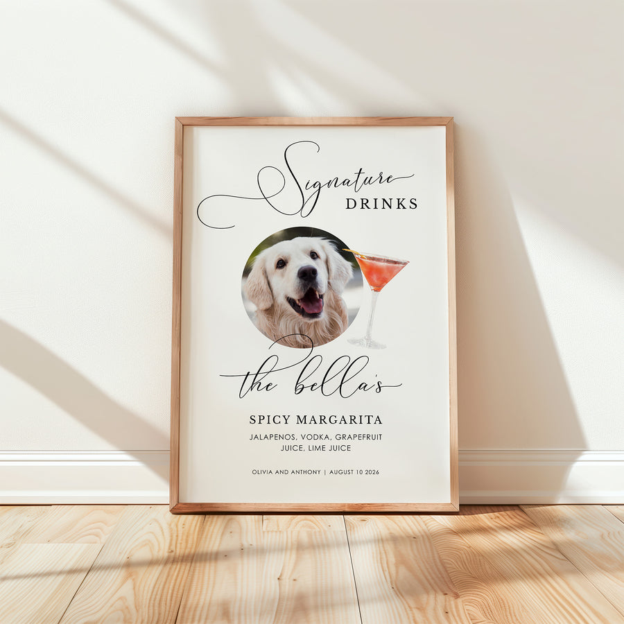 ELLA Printable Signature Drink Sign with Dog