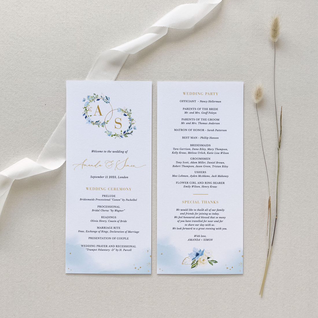 AZZURRA Wedding Program Template