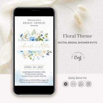 Azzurra | Light Blue Bridal Shower Invitation Evite