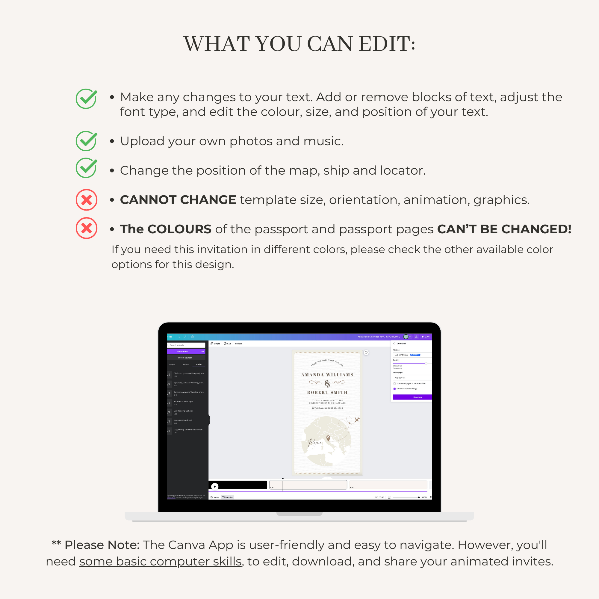 Neutral Passport Wedding Invitation Video Template