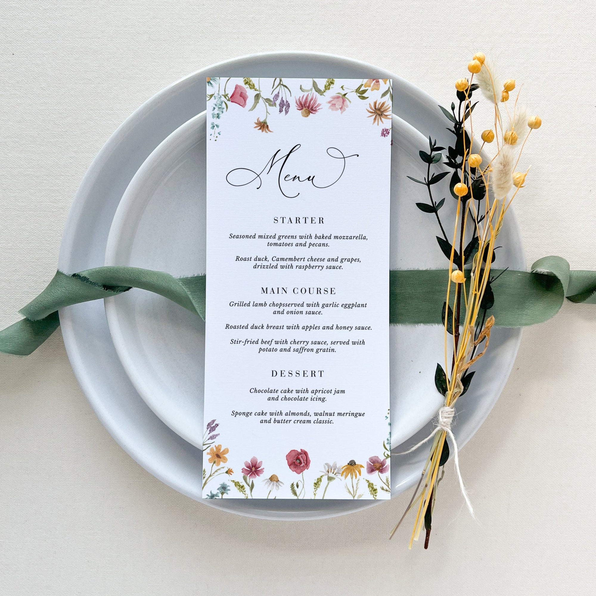 APRIL Wedding Table Menu Cards Template