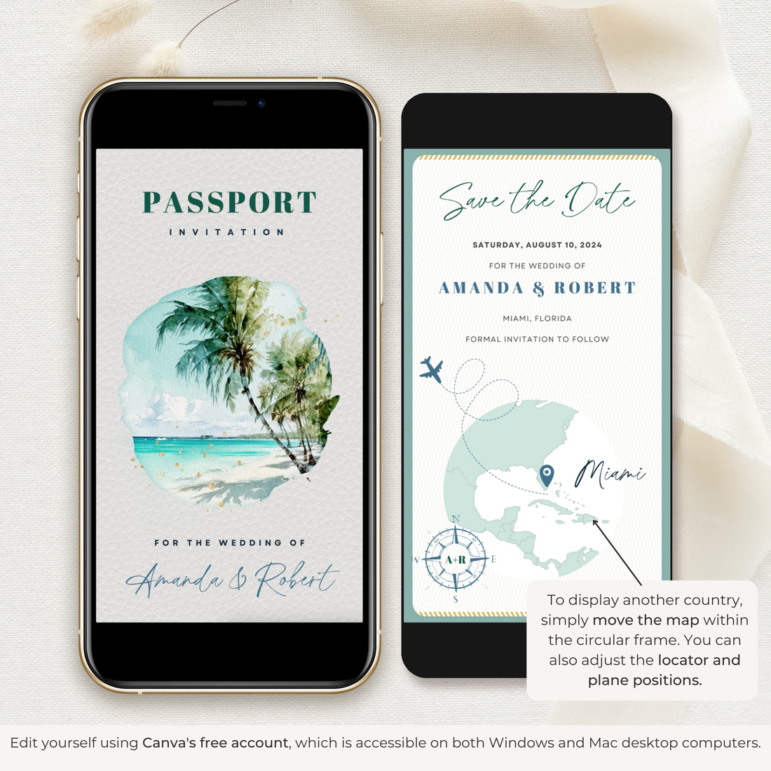 Palm Tree Passport Save the Date Video Template