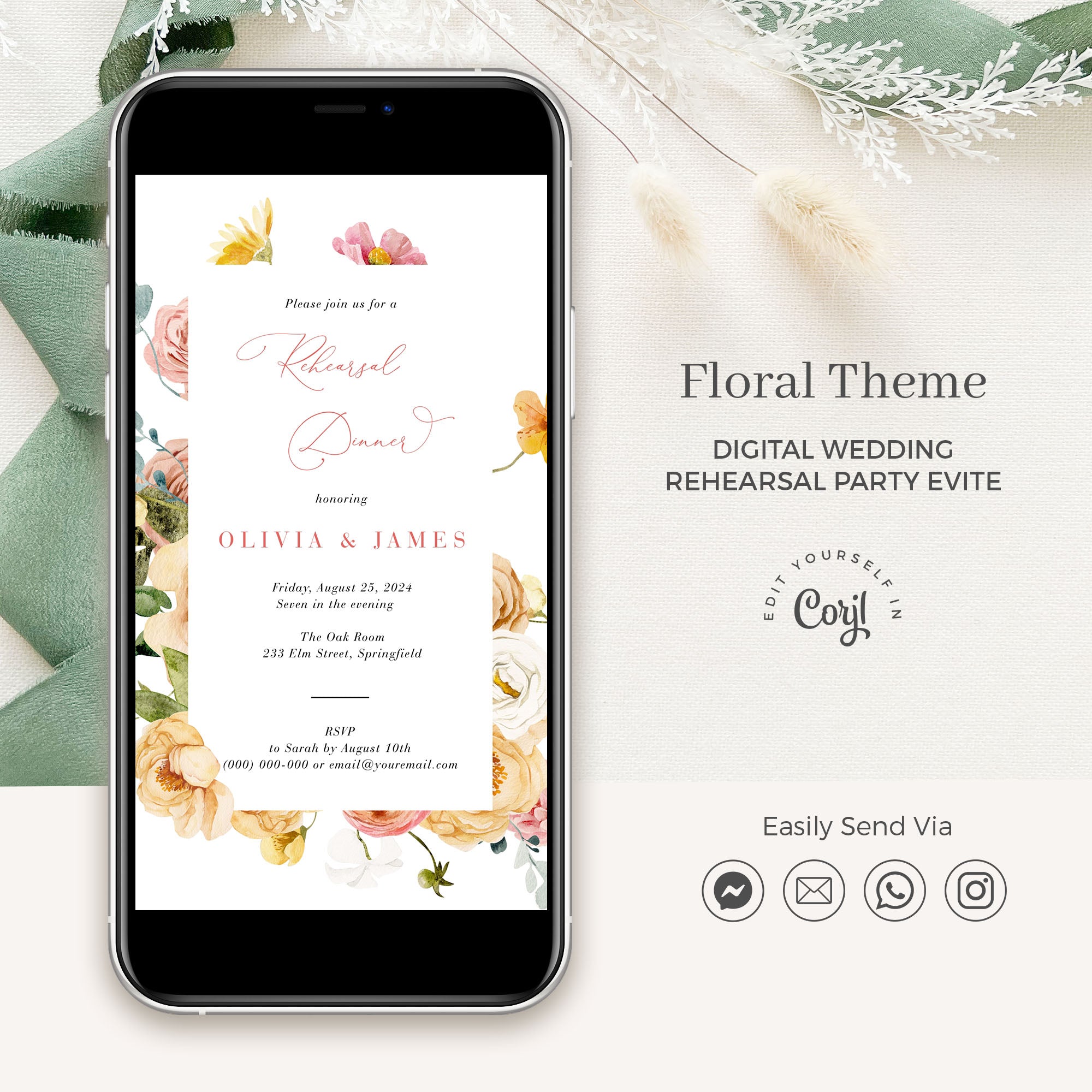 JUNE Digital Rehearsal Dinner Invitation