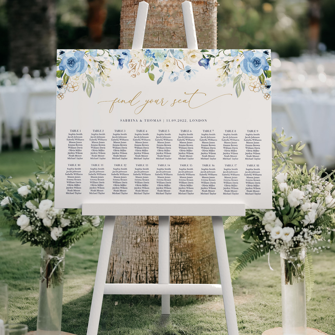 AZZURRA Printable Seating Chart Template