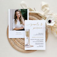 Pearls and Prosecco Bridal Shower Card Printable