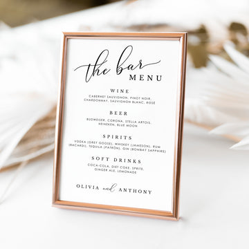 ELLA Bar Menu Wedding Sign Template