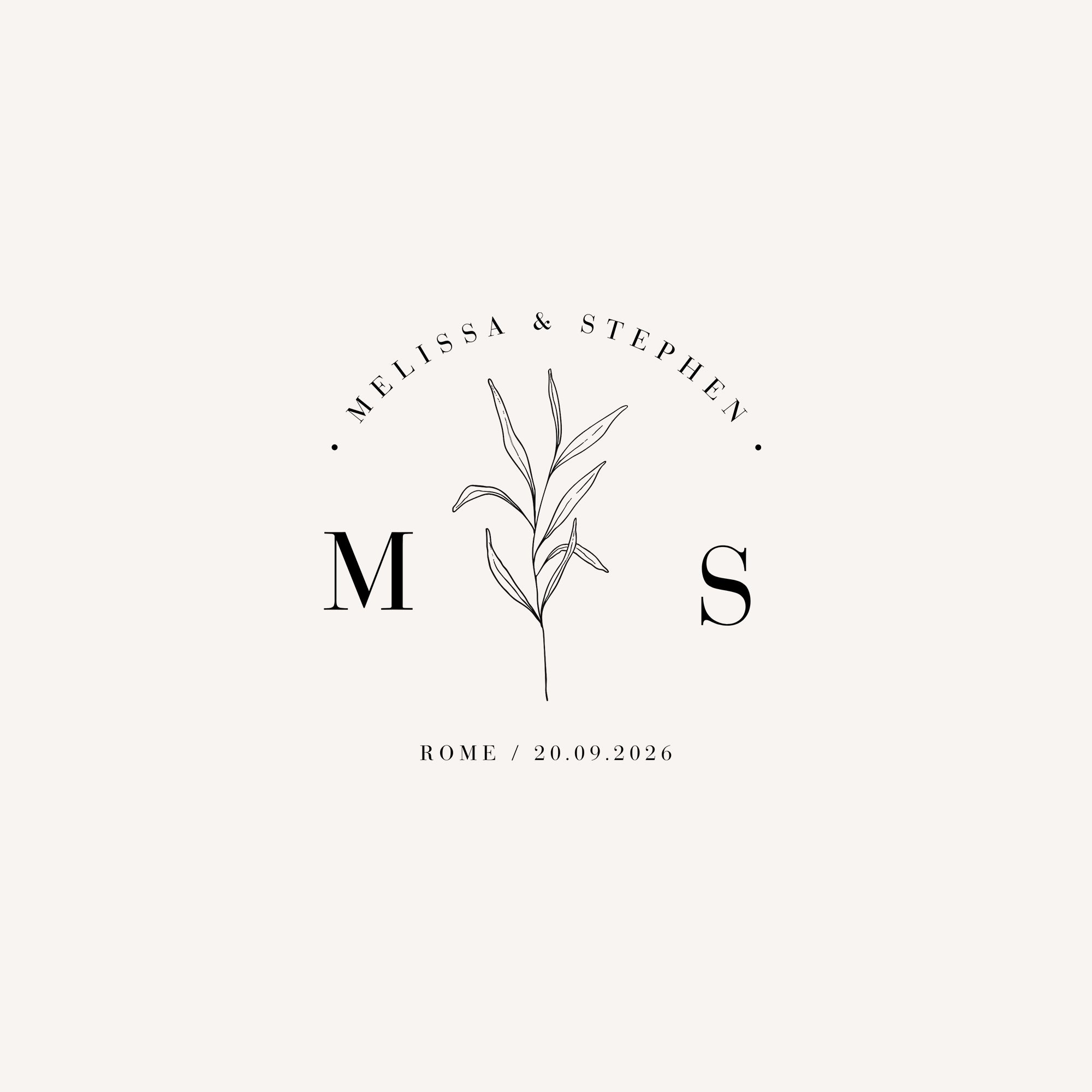 ZINNIA Botanical Wedding Logo with Initials