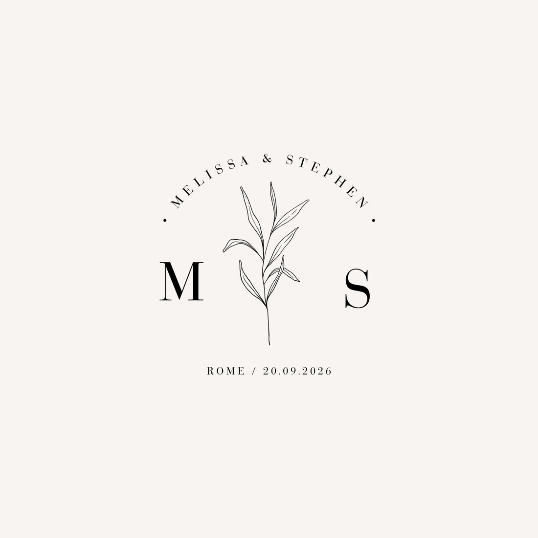 ZINNIA Botanical Wedding Logo with Initials