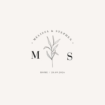 ZINNIA Botanical Wedding Logo with Initials