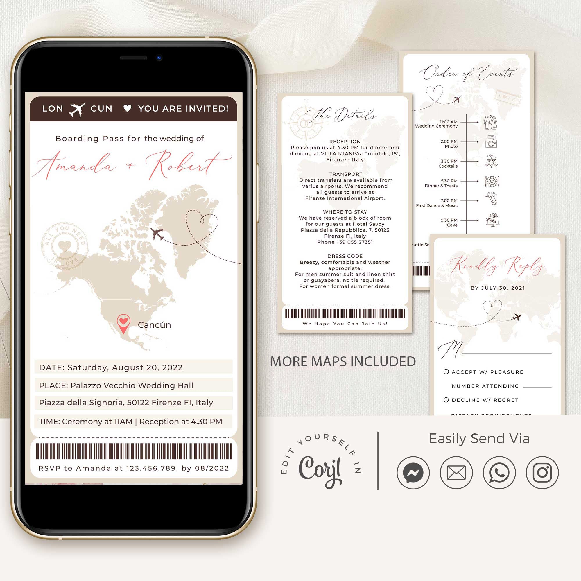 Sofia | Boarding Pass Wedding Invitation Digital