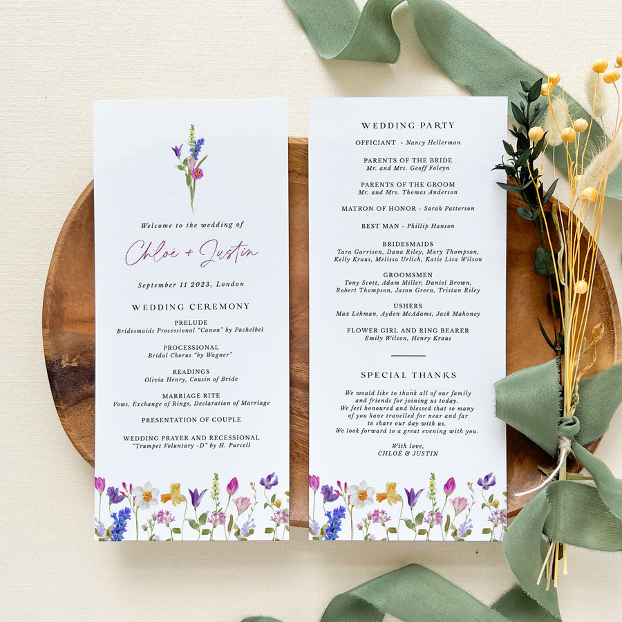 CHLOÉ Floral Wedding Program Template