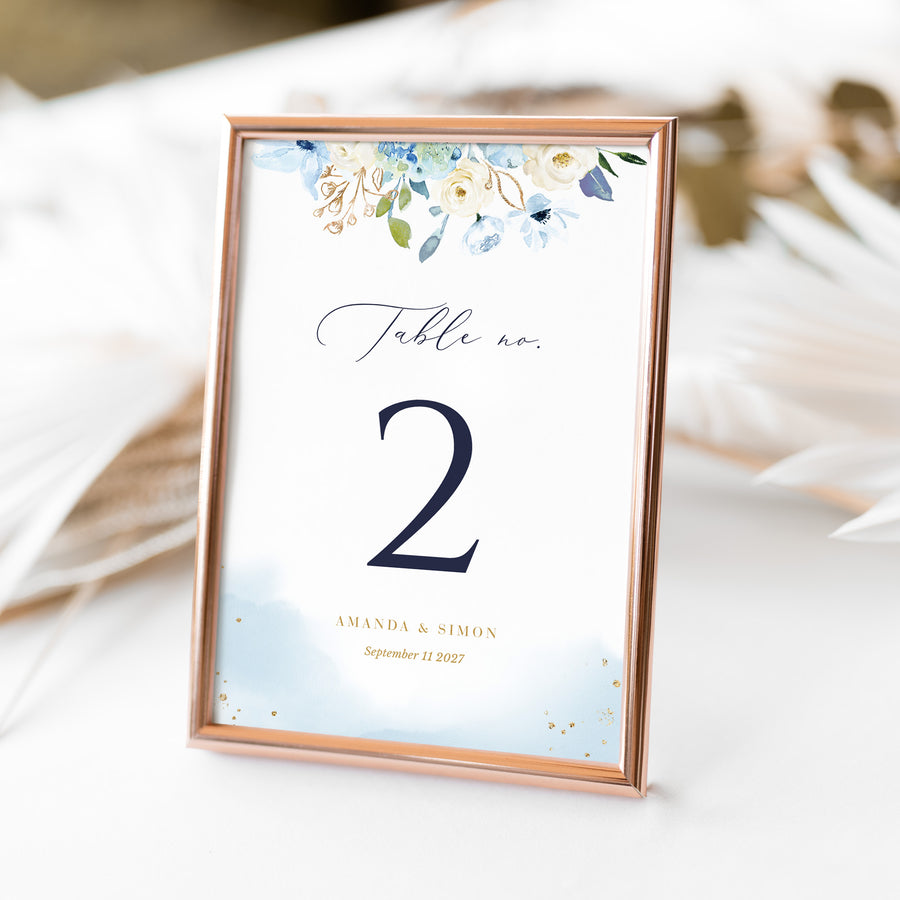 AZZURRA Printable Table Numbers for Wedding