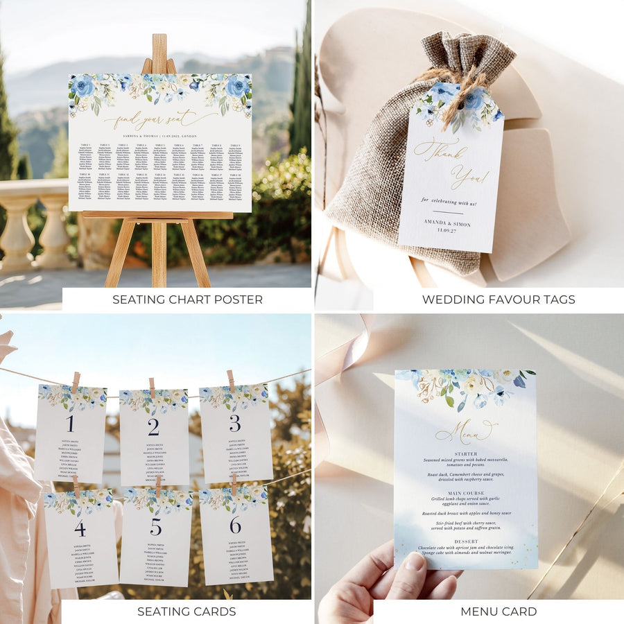 AZZURRA Printable Wedding Stationery Bundle