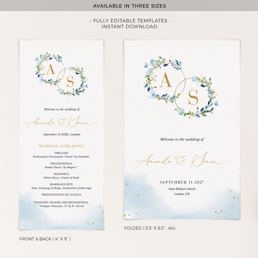 AZZURRA Wedding Program Template
