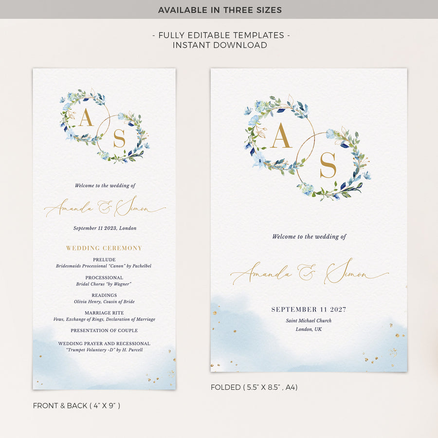 AZZURRA Wedding Program Template
