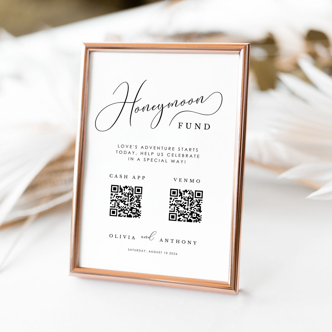 ELLA Honeymoon Fund Wedding Sign Template