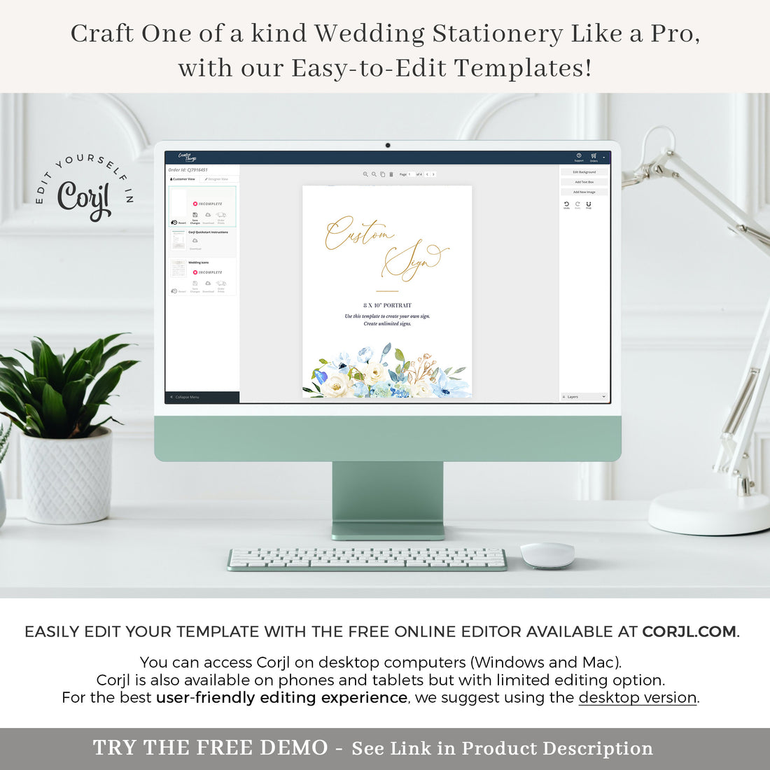 AZZURRA Small Wedding Sign Template