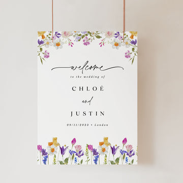 CHLOÉ Floral Wedding Welcome Sign Template