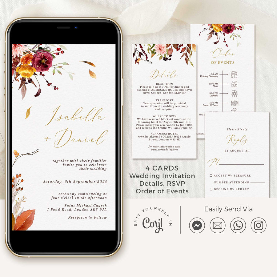 Ambra | Autumn Wedding Invitation Evite