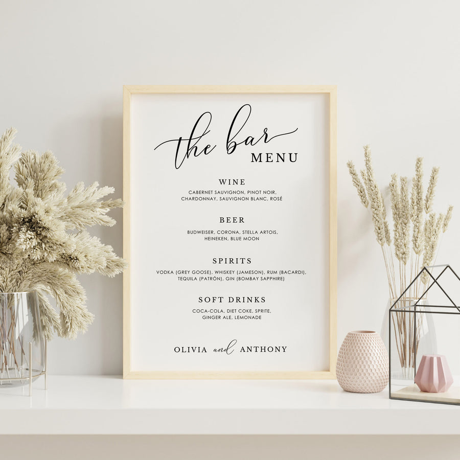 ELLA Bar Menu Wedding Sign Template