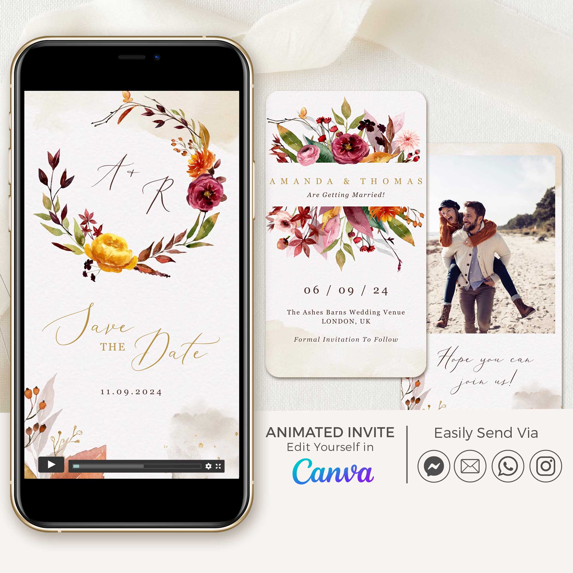 AMBRA Fall Wedding Save the Date Video Template