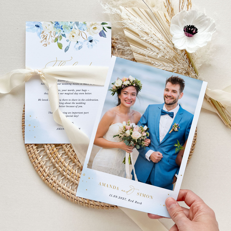 AZZURRA Printable Wedding Thank You Cards