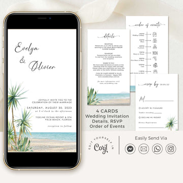 SELMA Palm Tree Wedding Invitation Digital Card