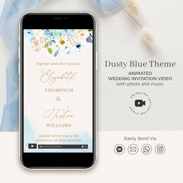 Azzurra | Dusty Blue Wedding Invitation Animated