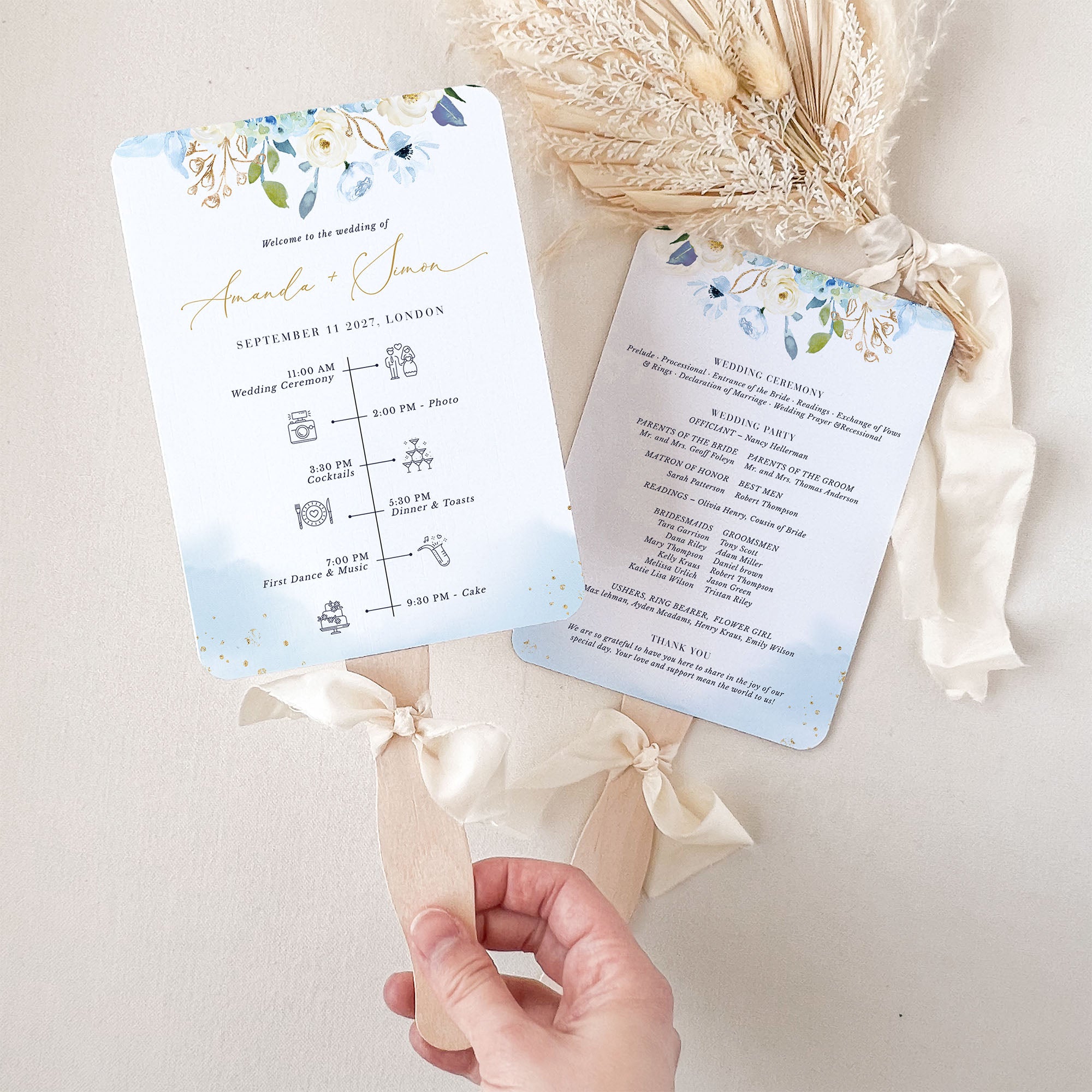 Elegant Wedding Program Fan Templates – DIY In Just Few Min – Creative ...