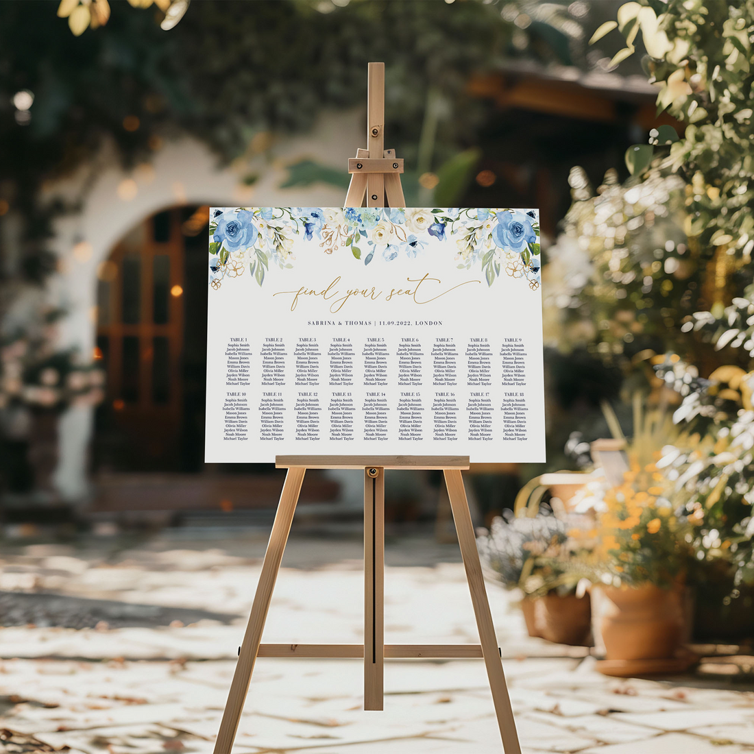 AZZURRA Printable Seating Chart Template