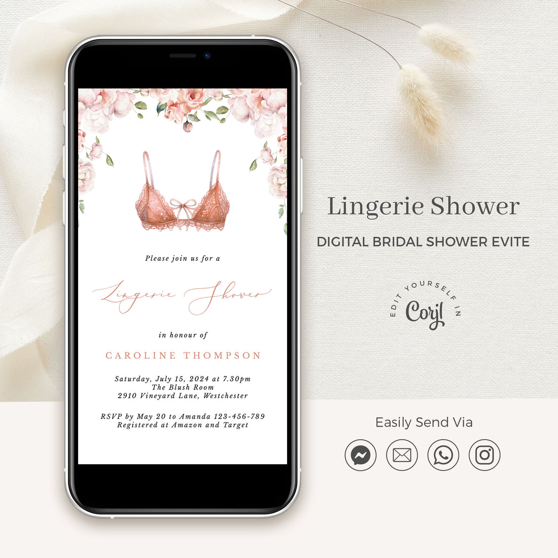 Lingerie Shower Digital Invitation