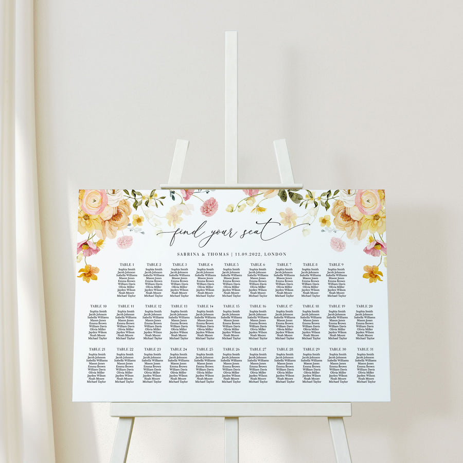 JUNE Printable Wedding Seating Chart Template
