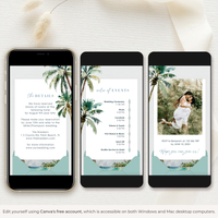 Palm Tree Boarding Pass Wedding Invitation Video Template